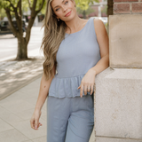 Jordan Ribbed Ruffle Tank Top and Pants Set