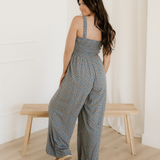 Angelica Square Neckline Stretch High Waist Jumper - Blue Floral