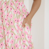 Sunny Floral Print Square Neck Ruffled Strap Maxi Dress