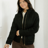 Georgie Zip-Up Pocket Quilted Jacket - Black
