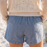 Lottie Stripe Drawstring Elastic Waist Casual Denim Shorts