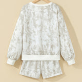 Woodland Camouflage Long Sleeve Top and Shorts Set