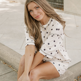 Dottie Short Sleeve Loose Top Drawstring Shorts Set
