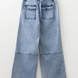 Celestine Acid Wash Exposed Seam Drawstring Elastic Waist Barrel Jeans