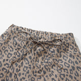 PREORDER Athena Leopard Print Drawstring Waist Pocketed Wide Leg Jeans | Dropship