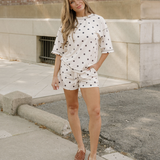 Dottie Short Sleeve Loose Top Drawstring Shorts Set
