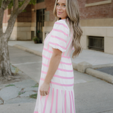Tiffany Ricrac Trim Notched Neck Half Sleeve Vacation Dress
