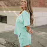 Jess Raw Edge Patch Pocket Oversized Top and Shorts Set