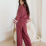 Jordyn Varsity Pullover Drawstring Wide Leg Pant Set