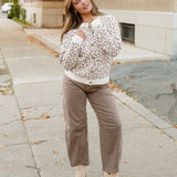 Leopard Knitted Cardigan - Khaki | Dropship