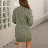 Cable Knit Sweater Dress - Green