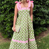 Lily Detail Knot Straps Maxi Dress - Green