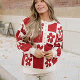 Flower Power Sweater | Red Dahlia