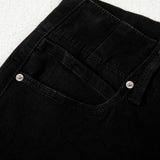 Brooke 2-Button High Waist Flared Bottom Jeans - Black