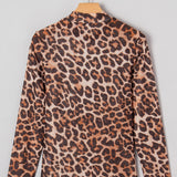 Blakely Leopard Mock Neck Long Sleeve Mesh Top