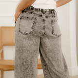 Shiloh Acid Wash Tie Waist Denim Pants