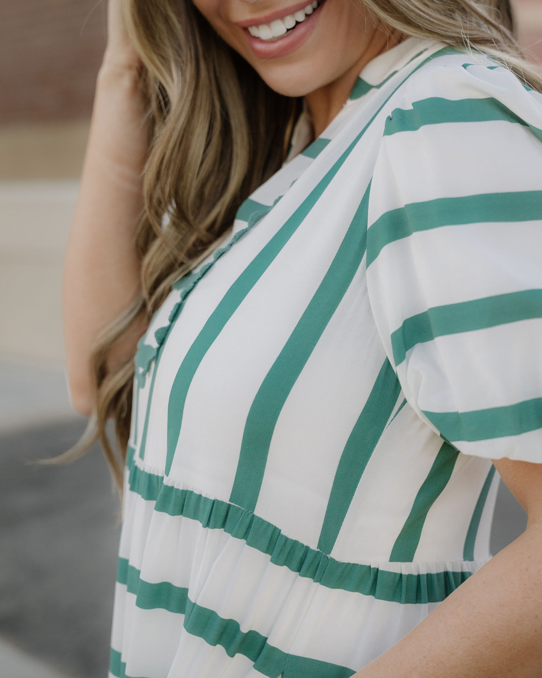 Tiffany Ricrac Trim Notched Neck Half Sleeve Vacation Dress