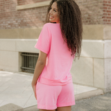 Jess Raw Edge Patch Pocket Oversized Top and Shorts Set