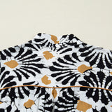 Lucille Abstract Floral Print Split V Neck Long Dress with Sleeves | Dropship