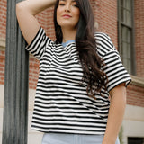 Striped Boyfriend Tee - Black