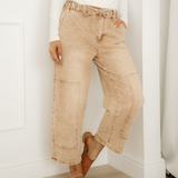 Shiloh Acid Wash Tie Waist Denim Pants