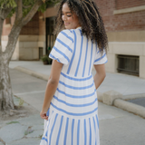 Tiffany Ricrac Trim Notched Neck Half Sleeve Vacation Dress