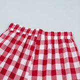 Gingham Tie Elastic Waist Shift Pants