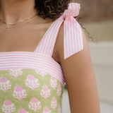 Lily Floral Print Striped Patchwork Detail Sleeveless Dress（Runs Small ）