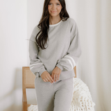 Jordyn Varisty Long Sleeve Pullover and Pants Set - Gray
