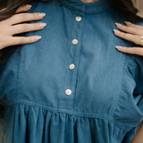 Sutton Corduroy Snap Buttons Empire Waist Bracelet Sleeve Dress