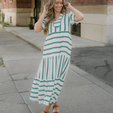 Tiffany Ricrac Trim Notched Neck Half Sleeve Vacation Dress