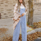 Brea Exposed Seam Wide Leg Denim Overalls | Dropship