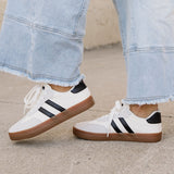 Leah Striped Lace Up Flat Sneakers | Dropship