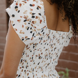 Estelle Smocked Square Neck Ruffle Short Sleeve Dress