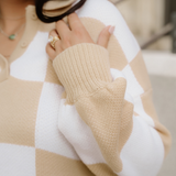 Parker Checkered Sweater - Khaki | Dropship