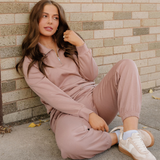 Grace Zip Collar Long Sleeve Top Drawstring Pants Set | Dropship