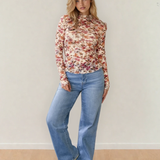 PREORDER Elise Floral Print Mesh Long Sleeve Top | Dropship