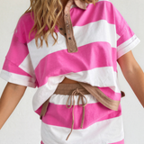 Mallory Polo Tee Drawstring Mini Skirt 2pcs Set - Rose