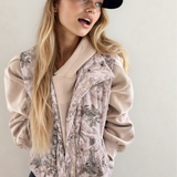 Tessa Camo Leaf Print Winter Puffer Vest - Camo