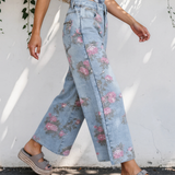 Wrenley Garden Floral Print Bootcut Jeans
