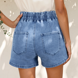 Monroe Blue Drawstring High Waist Casual Denim Shorts