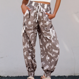 Western Cactus Cowgirl Hat Boot Printed Vintage Drawstring Jogger Pants