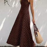 Scottie Polka Dot Print Square Neck Sleeveless Vacation Long Dress