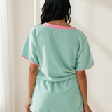 Sofia Colorblock Edge Drop Shoulder T Shirt and Skort 2 Pcs Set