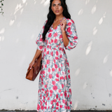 Belle Floral Puff Sleeve Midi Dress