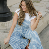 Jovie Ruffled Wide Leg Denim Overalls