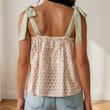 Ellie Floral Printed Knot Straps Babydoll Tank Top