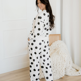 Polka Dot Pullover Drawstring Jogger Pant Set