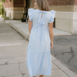 Gingham Knot Back Ruffled Maxi Dress
