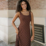 Scottie Polka Dot Print Square Neck Sleeveless Vacation Long Dress